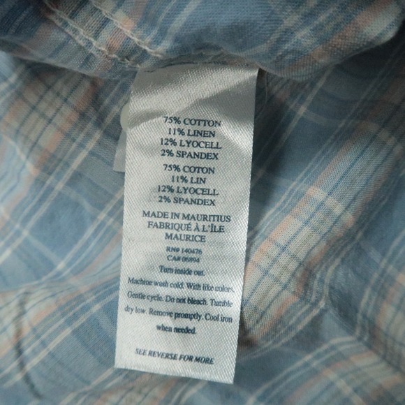 Faherty Shirt Mens Large Blue Cloud Button Up Plaid Lightweight Long Sleeve - Picture 4 of 9